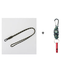 Hand Woven Emergency Key Chain With Compass Survival Whistle