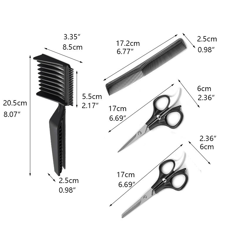 Professional Haircut Kit for Men Barber Fade Combs Set With Scis