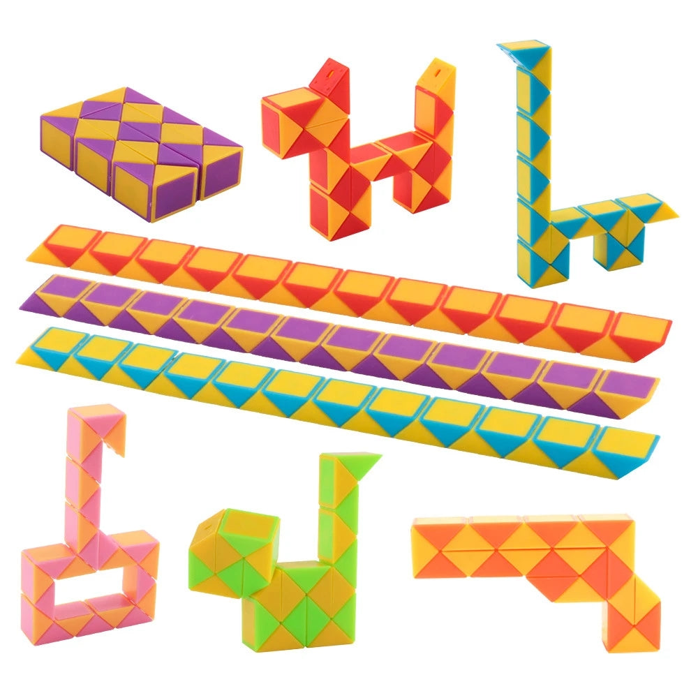 3Pcs Folding Magic Snake Ruler Puzzle Educational Toy Kids Birthday Party Favors
