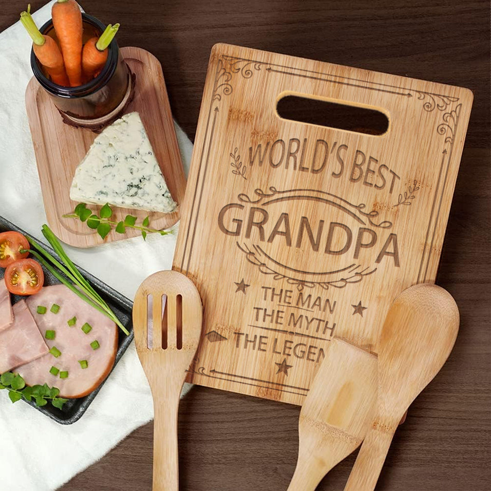 Grandpa Birthday Bamboo Cutting Board Engraved Gift From Grandchildren