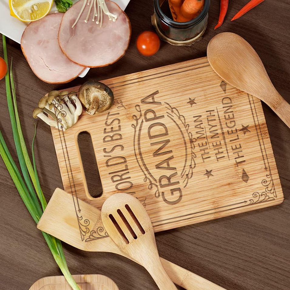 Grandpa Birthday Bamboo Cutting Board Engraved Gift From Grandchildren