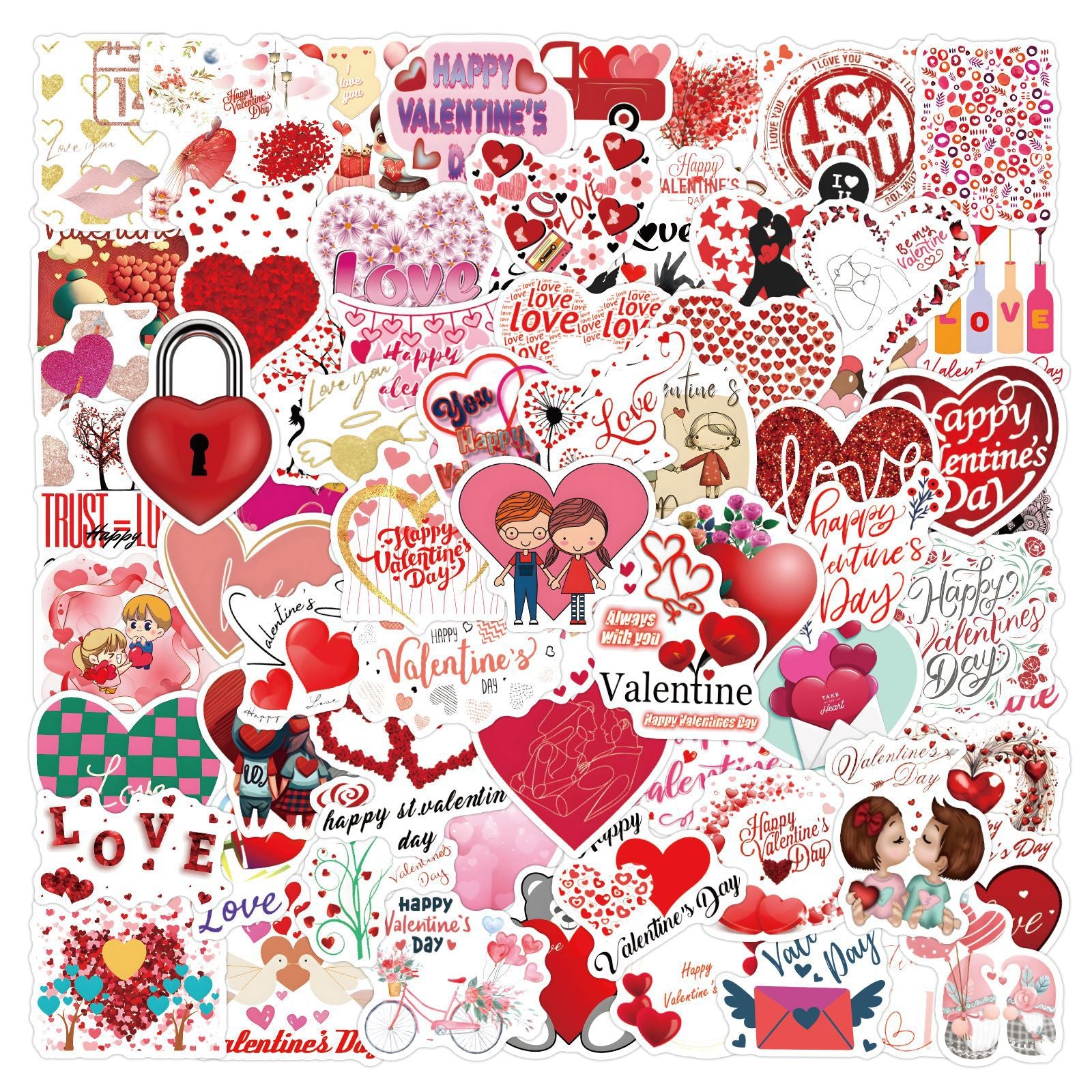 100 Love Stickers Pack Vinyl Waterproof Stickers for Water Bottle Laptop