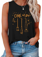  Halloween Tank Top Graphic Print Round Neck Vest
