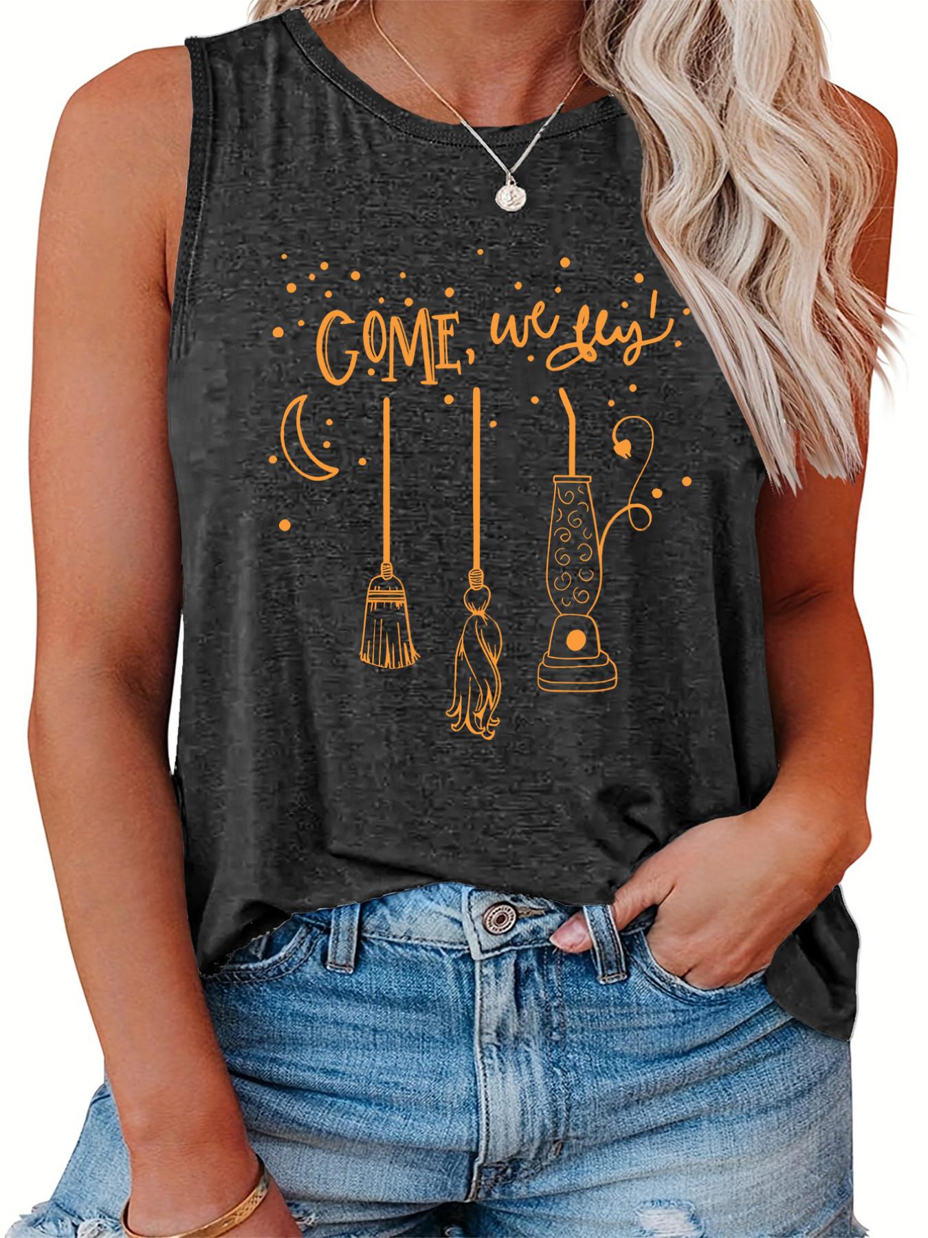 Halloween Tank Top Graphic Print Round Neck Vest