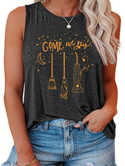  Halloween Tank Top Graphic Print Round Neck Vest