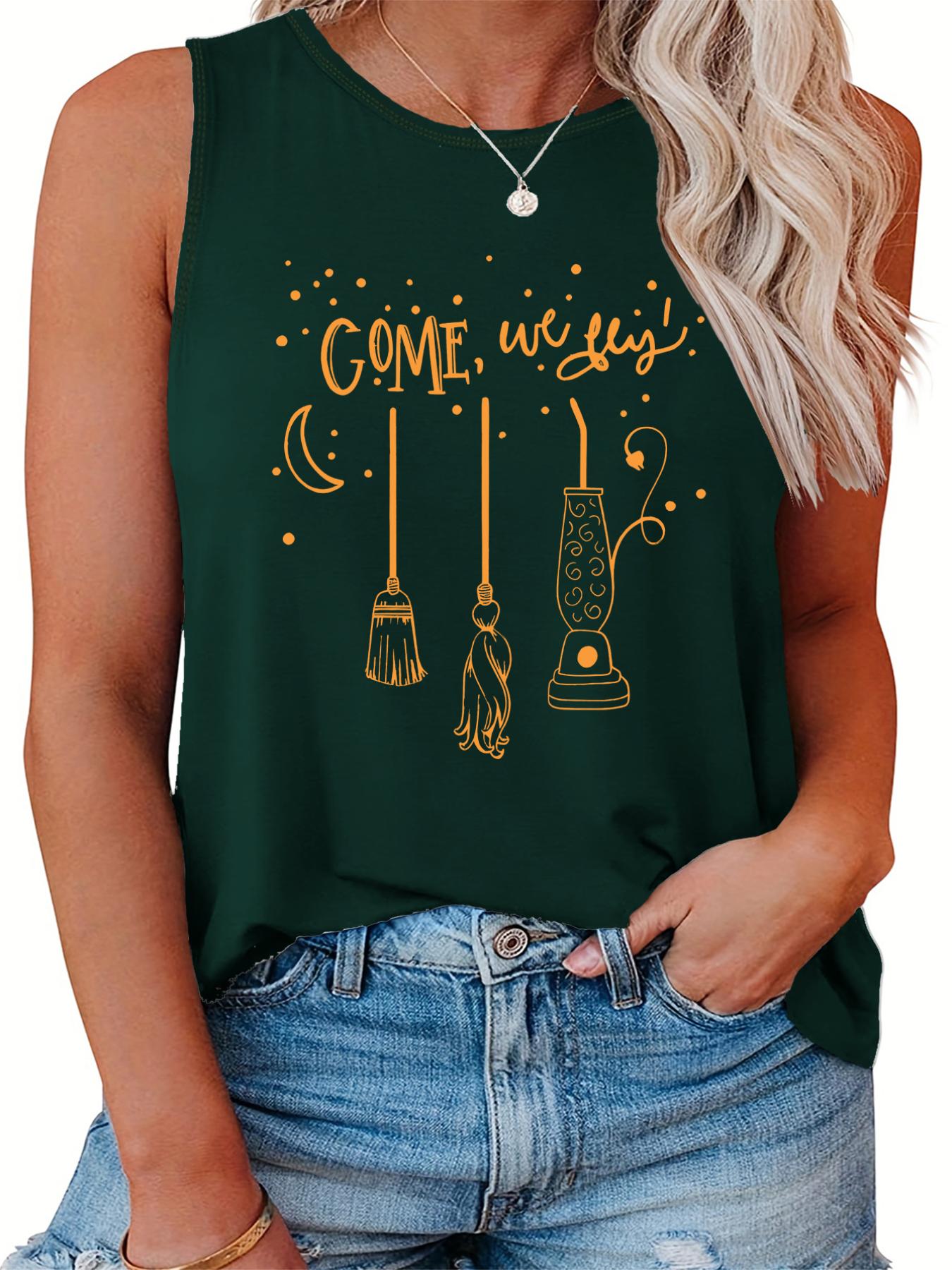  Halloween Tank Top Graphic Print Round Neck Vest