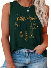 Halloween Tank Top Graphic Print Round Neck Vest