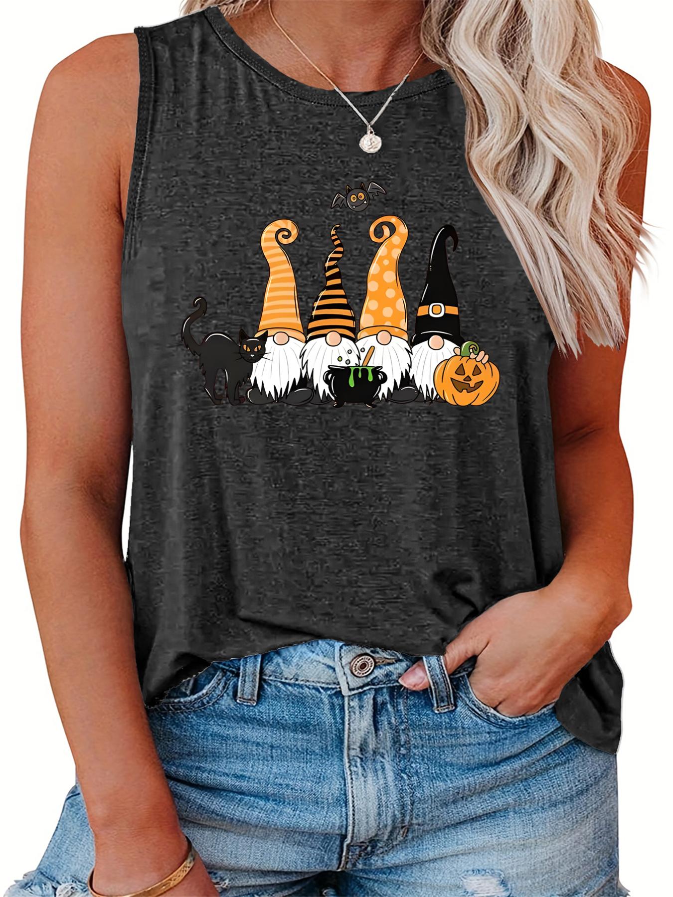  Halloween Casual Tank Top Women's Plus Graphic Print Vest