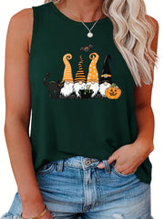  Halloween Casual Tank Top Women's Plus Graphic Print Vest