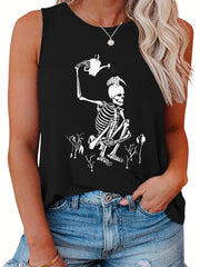 Women's Plus Size Skull Print Tank Top