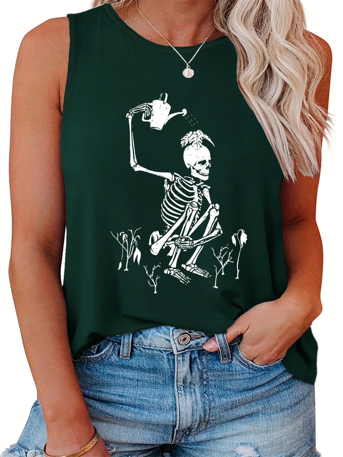 Women's Plus Size Skull Print Tank Top