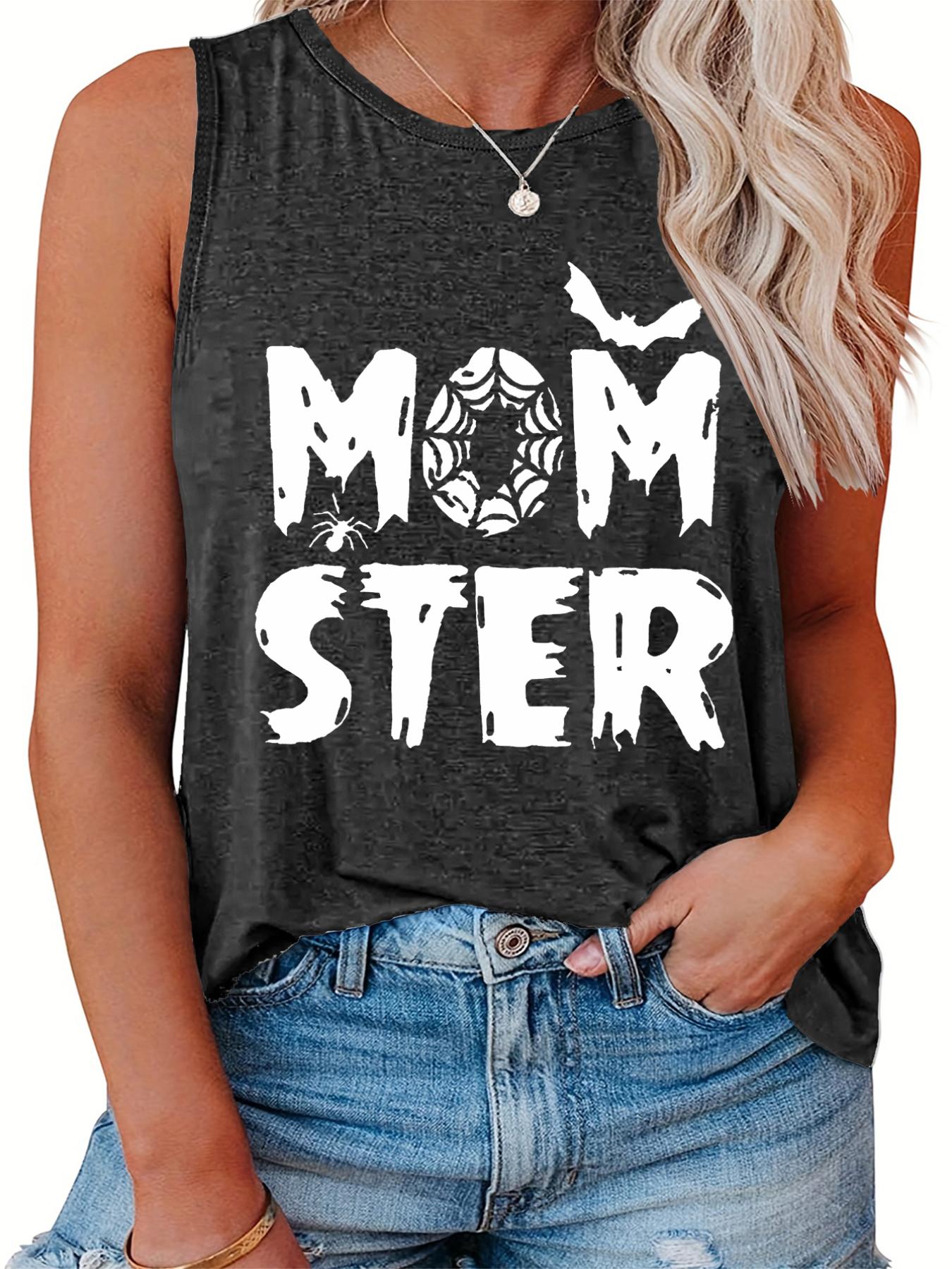  Halloween Casual Tank Top Women's Plus Art Letter & Bat Print Vest