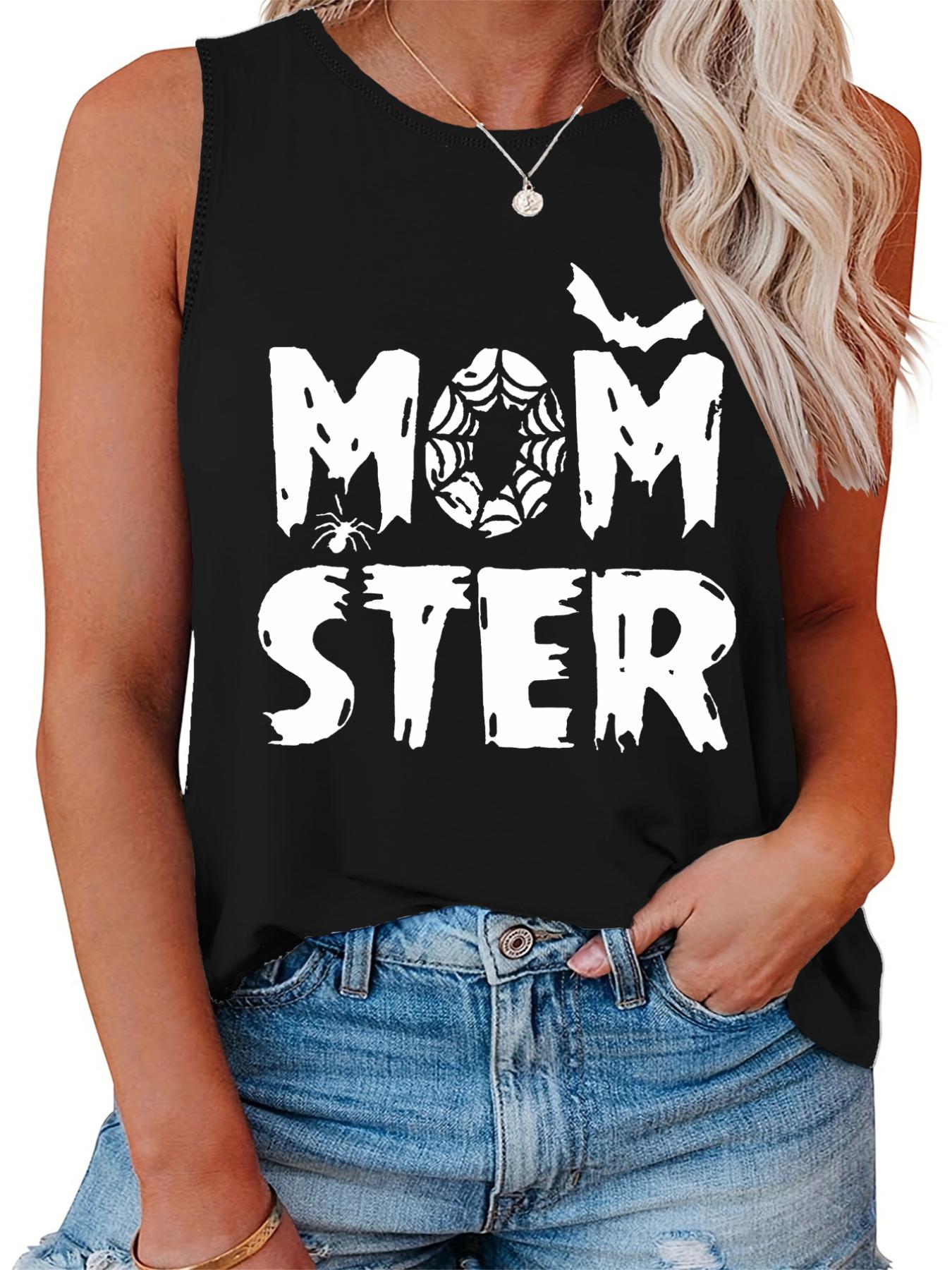  Halloween Casual Tank Top Women's Plus Art Letter & Bat Print Vest