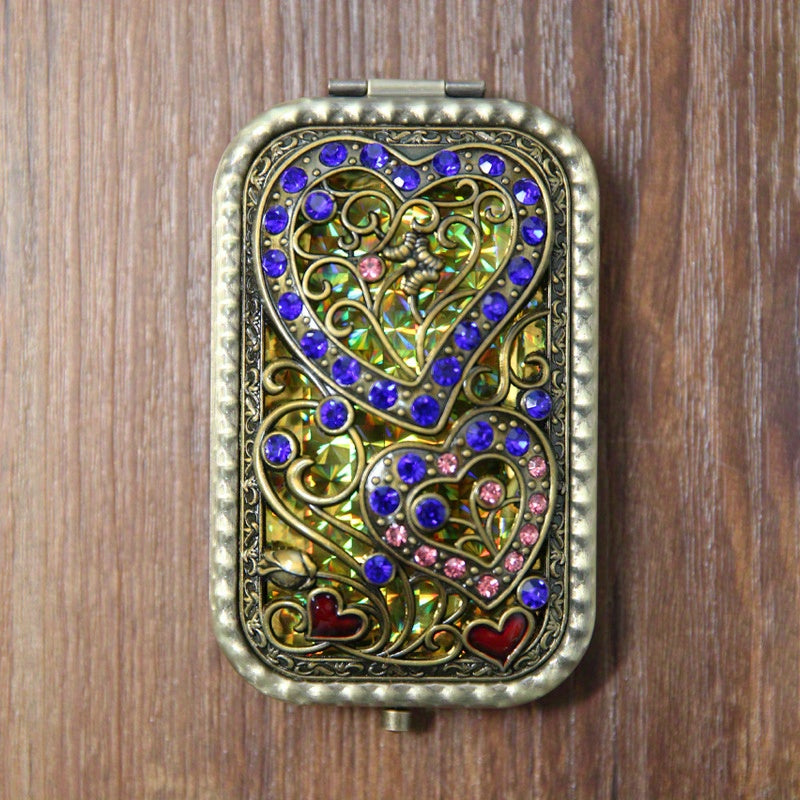 Antique Compact Cosmetic Mirror Metal Portable Foldable Princess Mirror