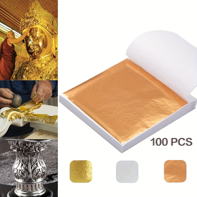 100pcs Art Paper Sheets in Gold, Silver, Rose Gold for Gilding