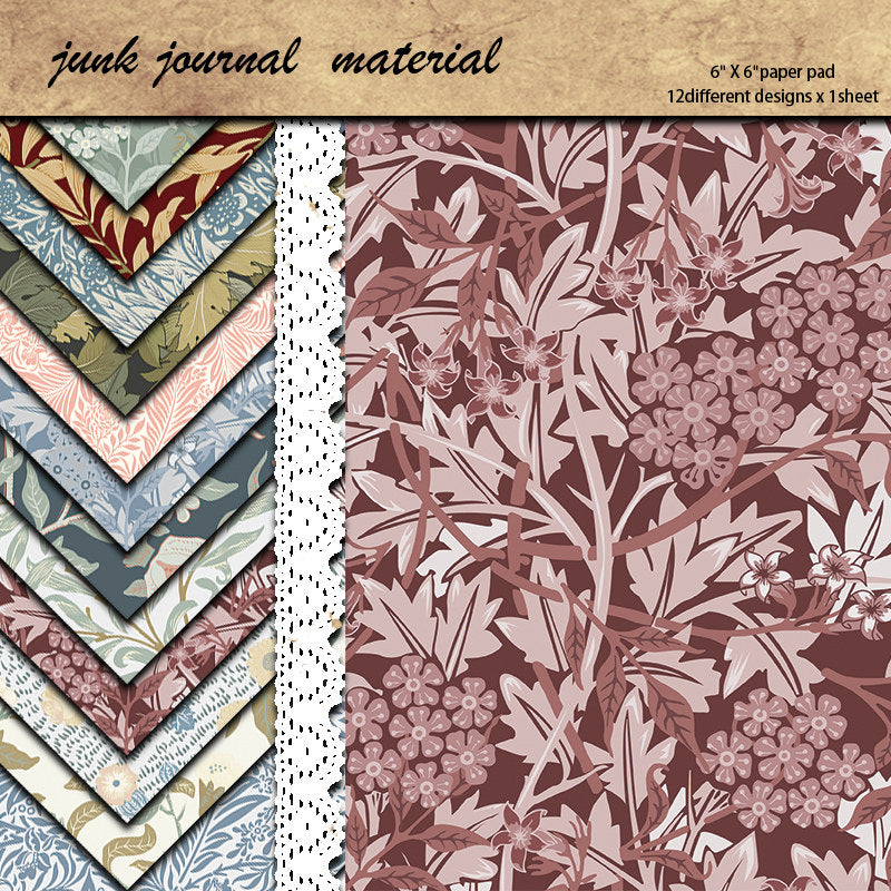 12 Sheets Large Retro Journal Background DIY Gift for Women Adults Students