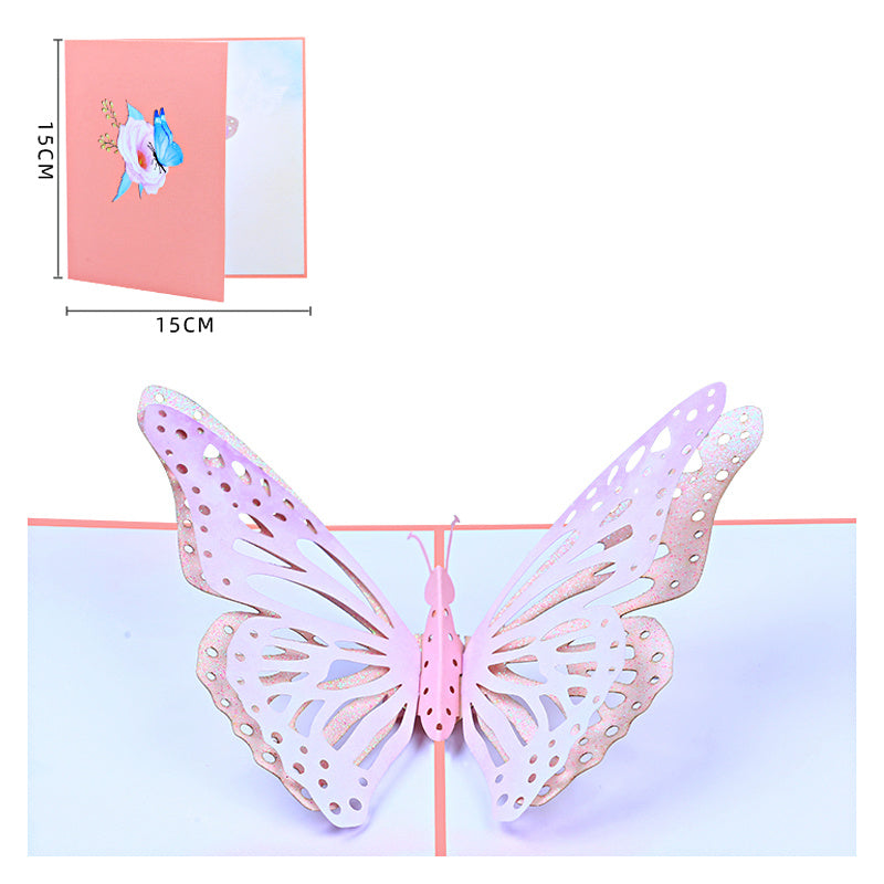 3D Butterfly Pop Up Thank You Card for Mother Anniversary Wedding Invitation