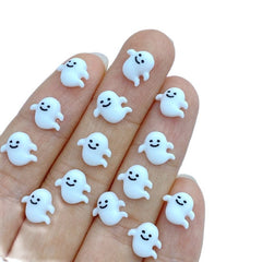 10pcs 8mm Mini Ghost Resin Flat Back Manicure Parts Halloween Hair Bows