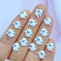 10pcs 8mm Mini Ghost Resin Flat Back Manicure Parts Halloween Hair Bows