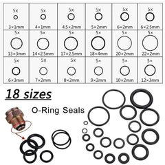 225pcs Rubber O rings 18 Sizes Set Sealing Gaskets Plumbing Faucets Automotive