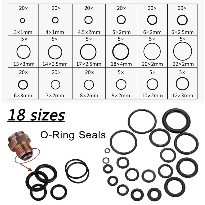 225pcs Rubber O rings 18 Sizes Set Sealing Gaskets Plumbing Faucets Automotive