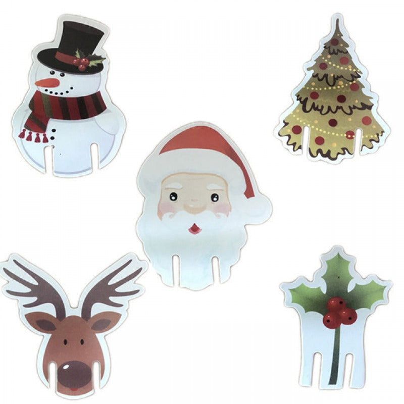 10pcs Christmas Cup Card Santa Hat Wine Glass Decor Ornaments Navidad Noel Year