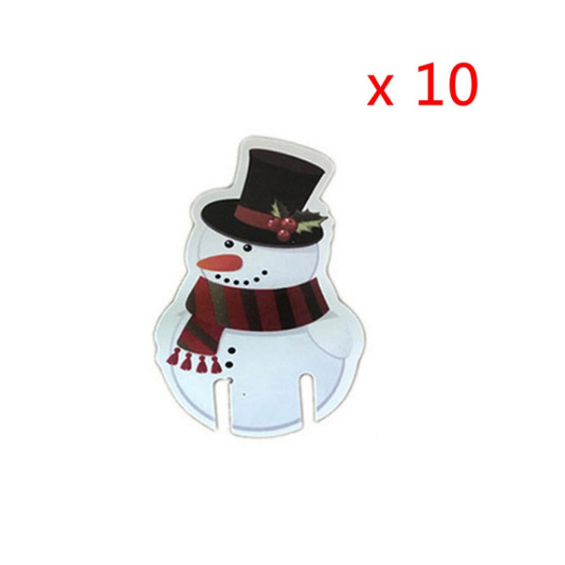 10pcs Christmas Cup Card Santa Hat Wine Glass Decor Ornaments Navidad Noel Year