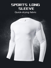 Men's Solid Workout Shirt Active High Stretch Compression Moisture Wicking