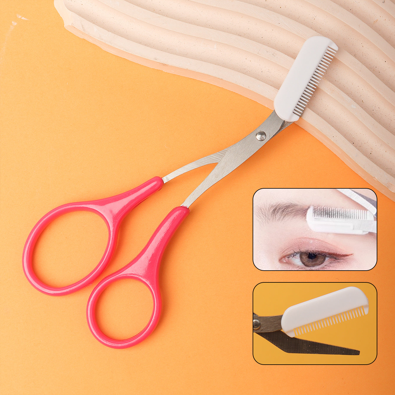 Eyebrow Eyelash Clip Set - Scissors, Brush, Curler