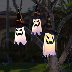 1pc Halloween Decorations Outdoor Hanging Lighted Glowing Ghost Witch Hat
