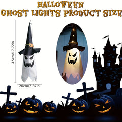 1pc Halloween Decorations Outdoor Hanging Lighted Glowing Ghost Witch Hat