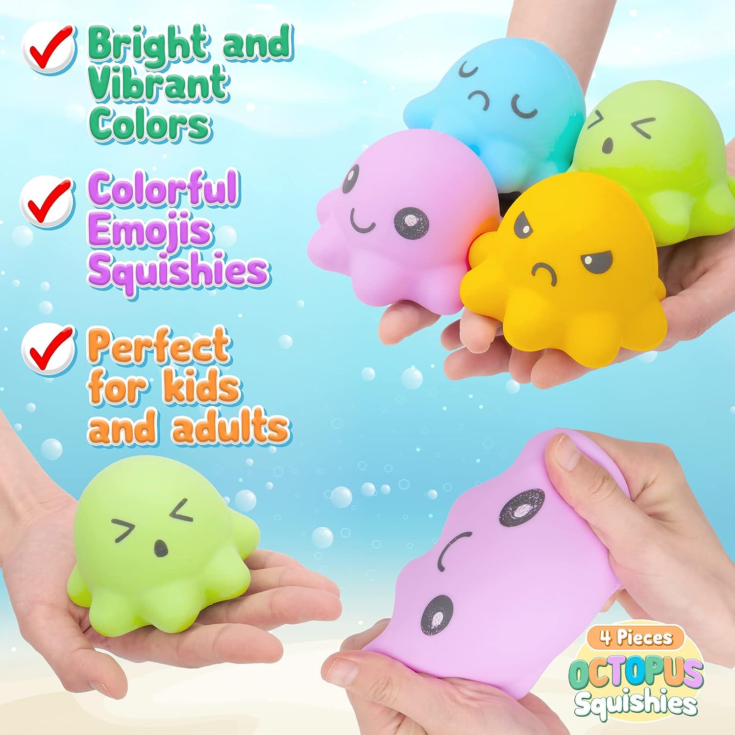 Octopus Stress Balls 4pcs Sensory Fidget Toys