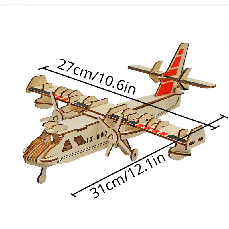 3D Airplane Wooden Puzzle DIY Educational Toy Model