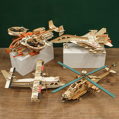 3D Airplane Wooden Puzzle DIY Educational Toy Model