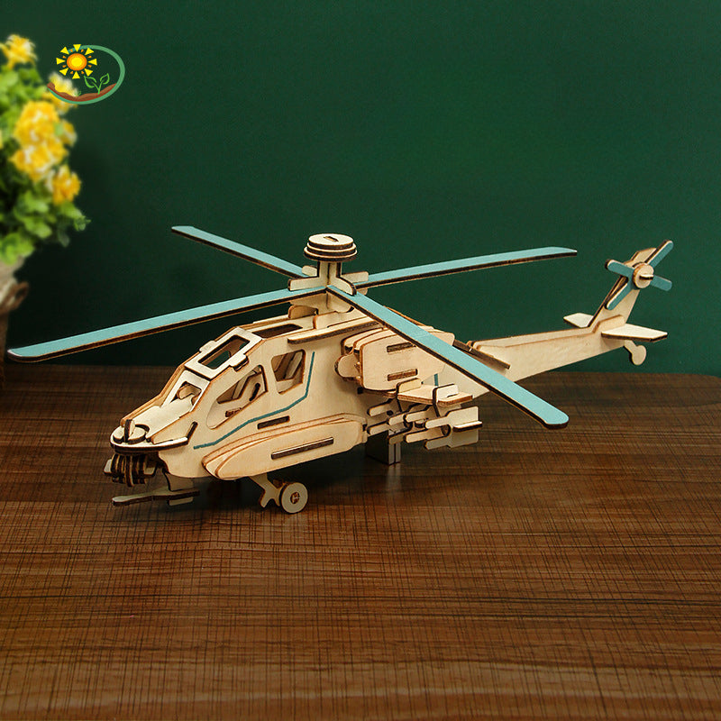 3D Airplane Wooden Puzzle DIY Educational Toy Model