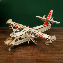 3D Airplane Wooden Puzzle DIY Educational Toy Model