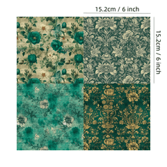 24pcs Green Theme Scrapbook Paper Pad for DIY Crafts Journaling