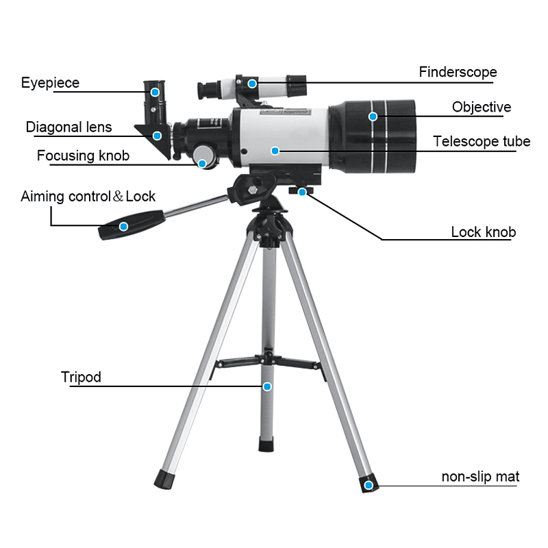 Professional Telescope with Tripod Locator and Smartphone Adapter