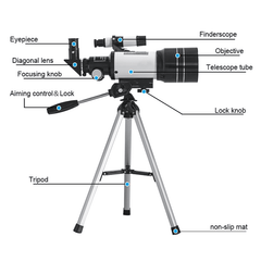 Professional Telescope with Tripod Locator and Smartphone Adapter