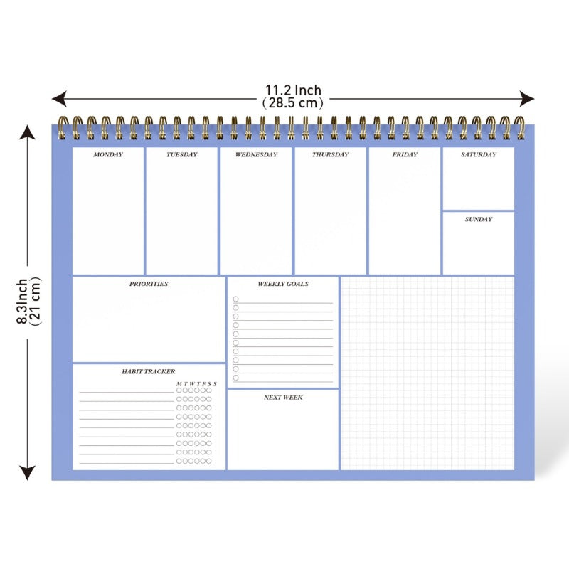 A4 Weekly Planner 50 Sheets 100gsm Paper Desktop Productivity Tracker