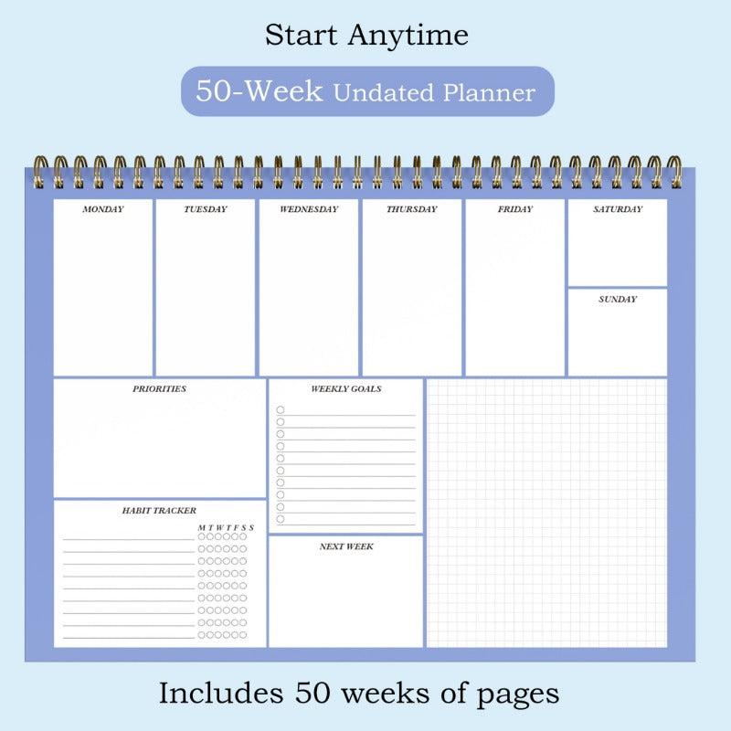 A4 Weekly Planner 50 Sheets 100gsm Paper Desktop Productivity Tracker