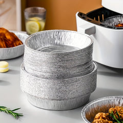 30pcs 6 7 Inch Round Tin Foil Plates Disposable Tray For Baking Cooking