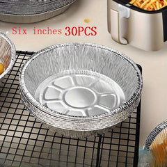 30pcs 6 7 Inch Round Tin Foil Plates Disposable Tray For Baking Cooking