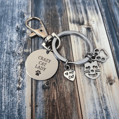 Cute Kitty Paw Charm Key Chain Stainless Steel Keychain Bag Pendant