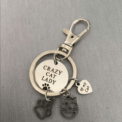 Cute Kitty Paw Charm Key Chain Stainless Steel Keychain Bag Pendant