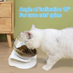 Elevated Cat Ear-Shaped Feeder Bowl Plastic Raised Cat Inclined Food Water Bowl