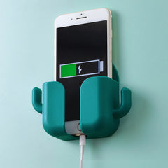 Wall Mounted Phone Charging Holder Storage Box with Side Hooks