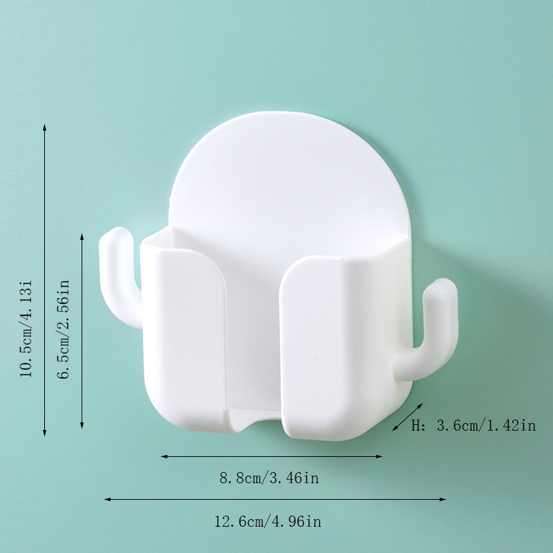 Wall Mounted Phone Charging Holder Storage Box with Side Hooks
