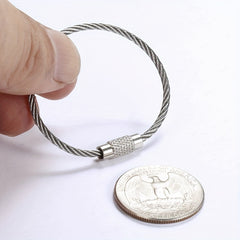 30pcs Stainless Steel Wire Keychain Cable Key Rings Loop Wire Cable Braided