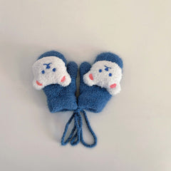 Bear Pattern Plush Gloves for Kids